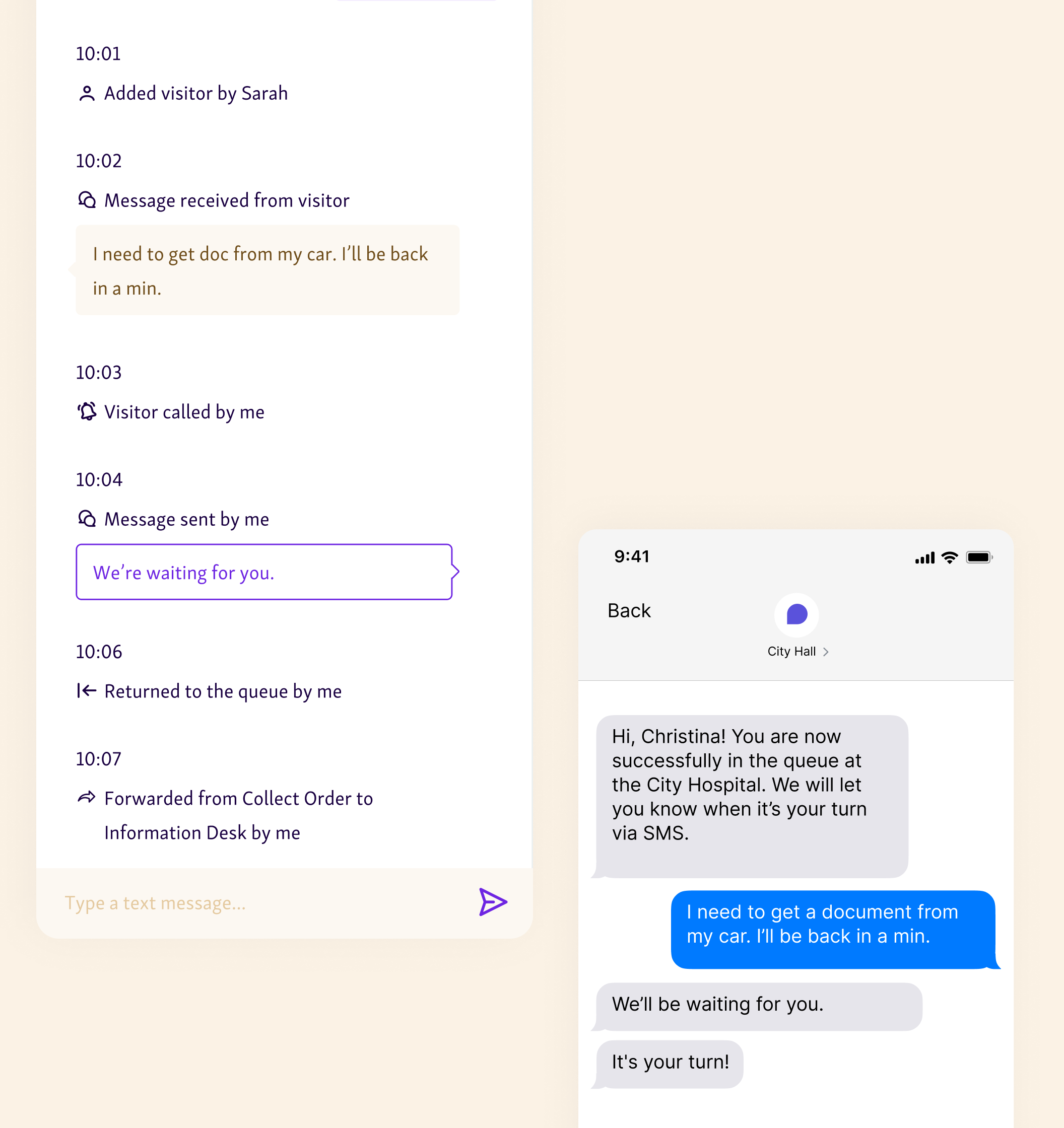 Give patient updates via Qminder customer messaging