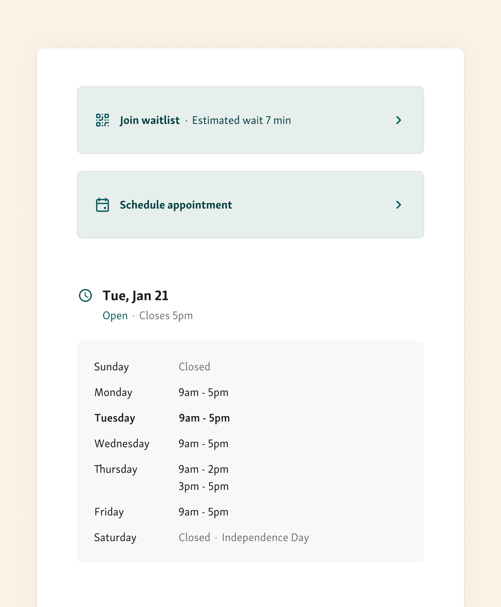 Customers can join the queue via Qminder visitor website interface 