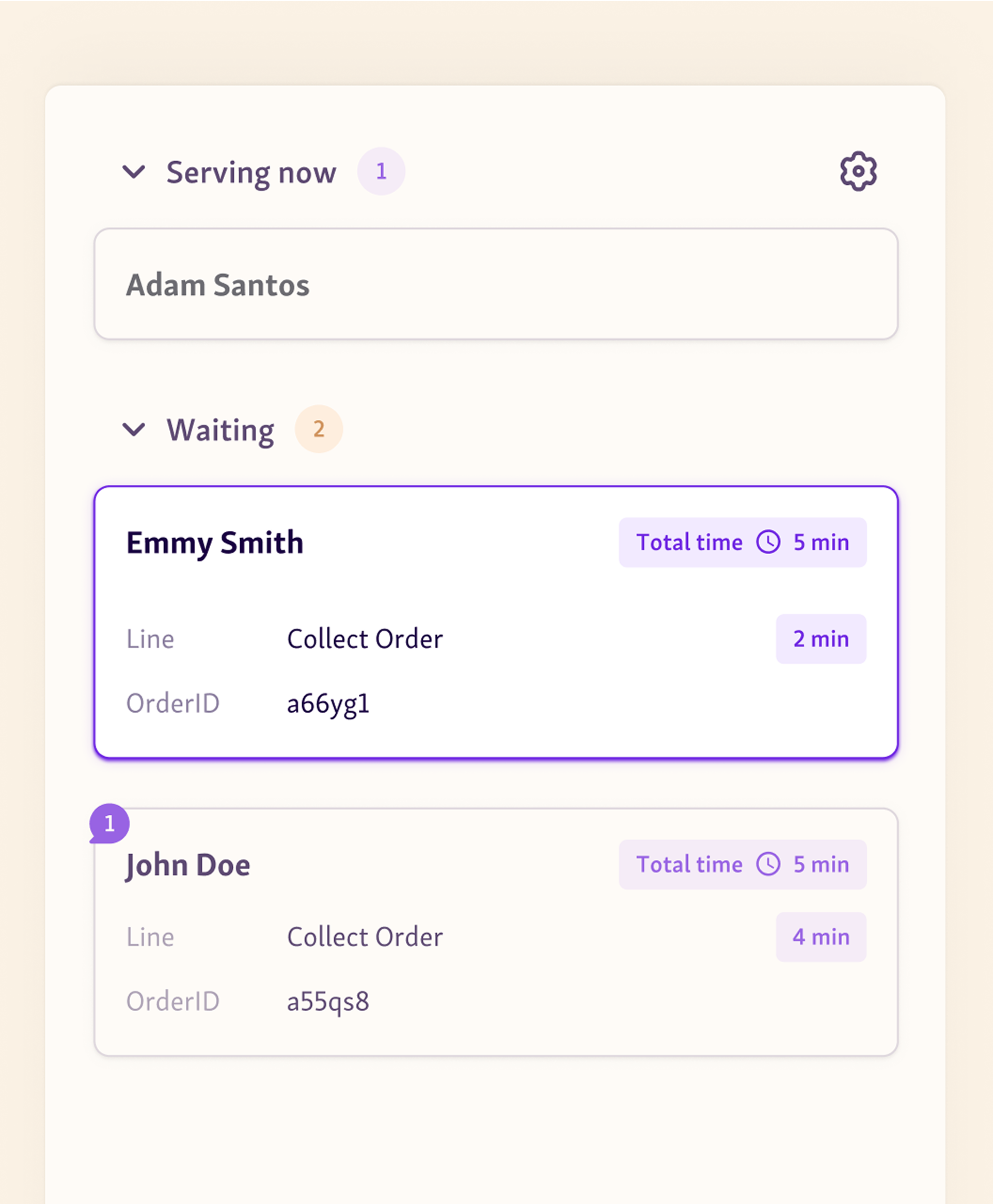 Serving and waiting list in Qminder Service dashboard