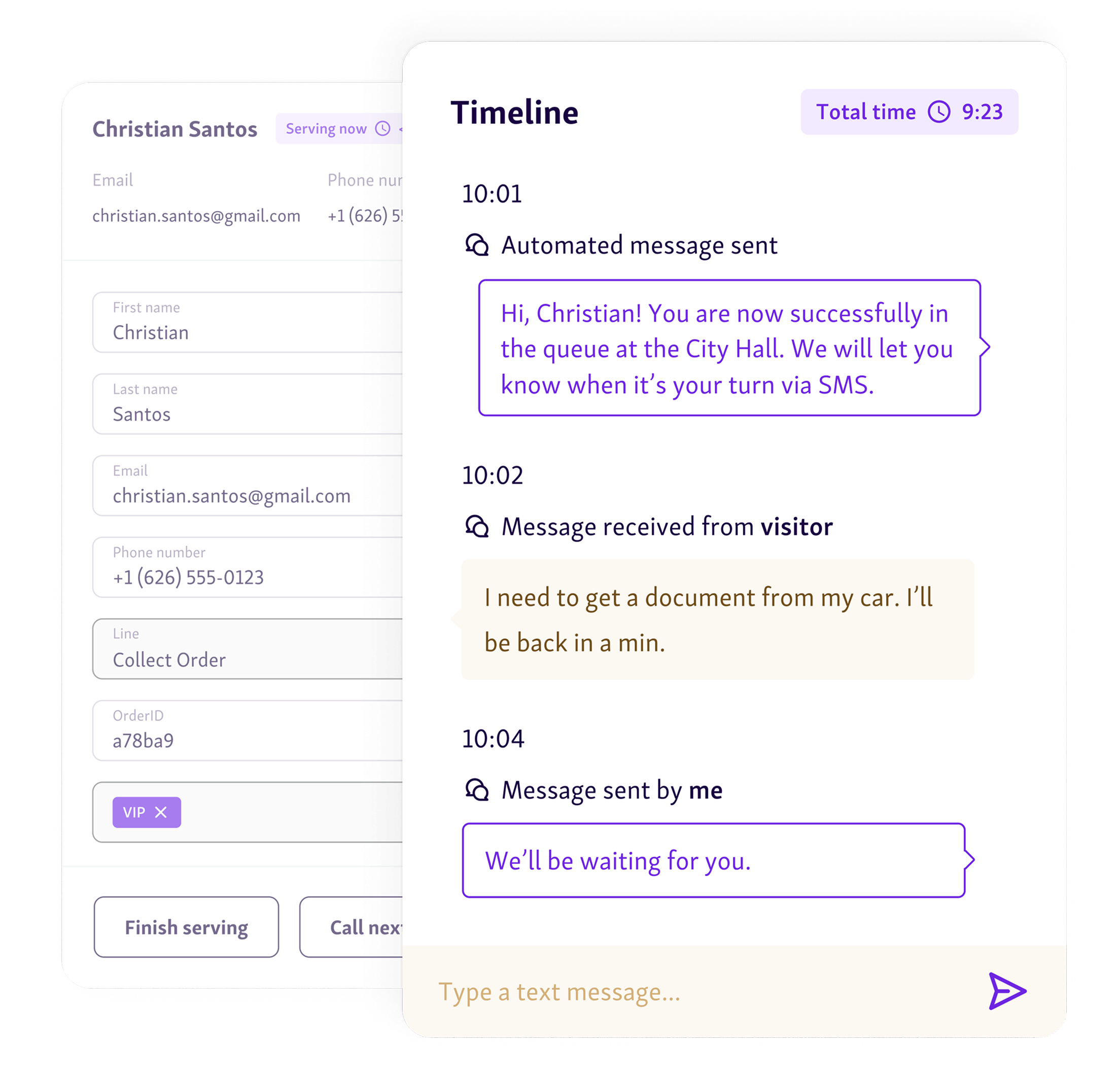 Contact customer through SMSs