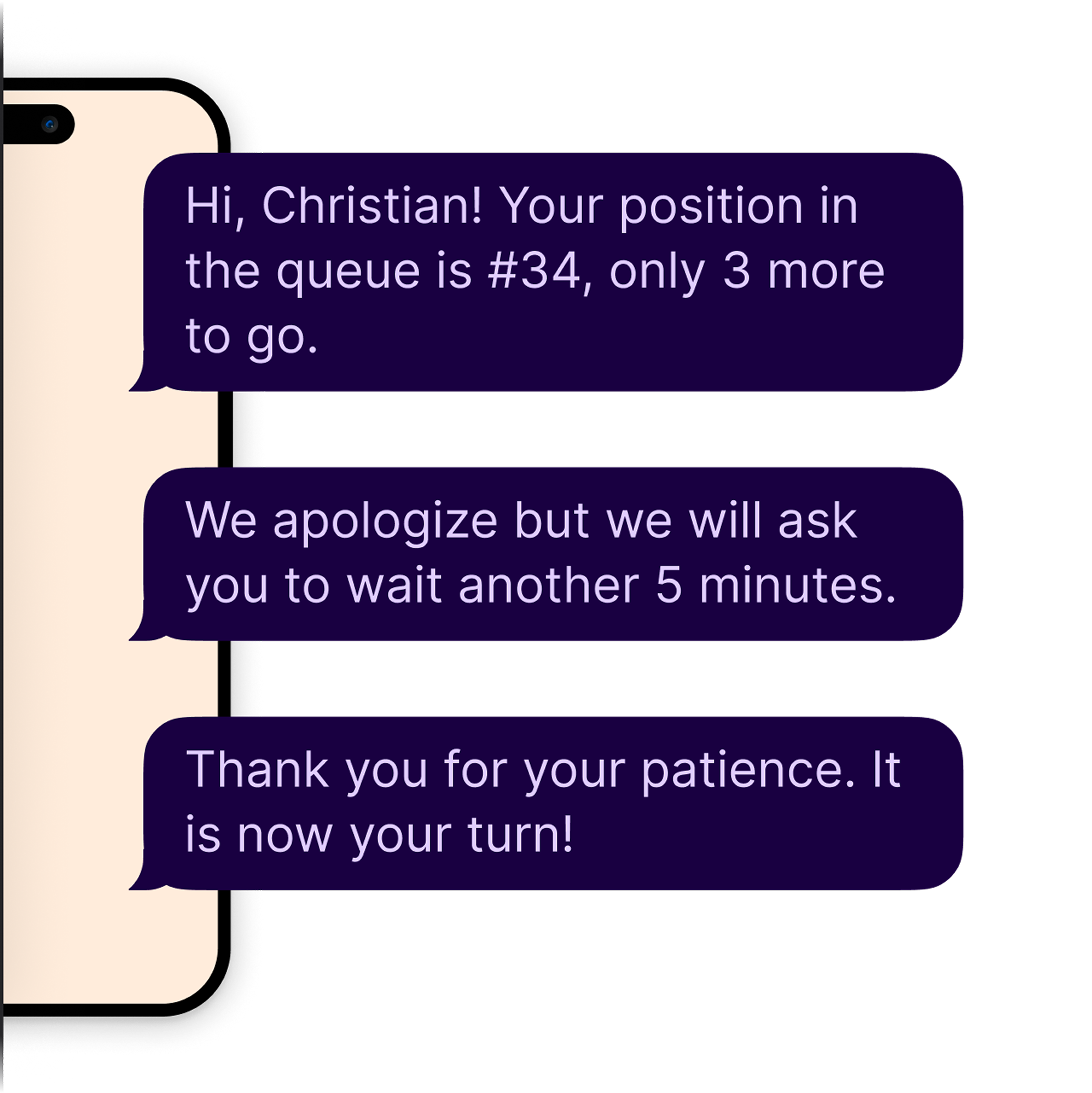 Let users know their position in the queue via messages