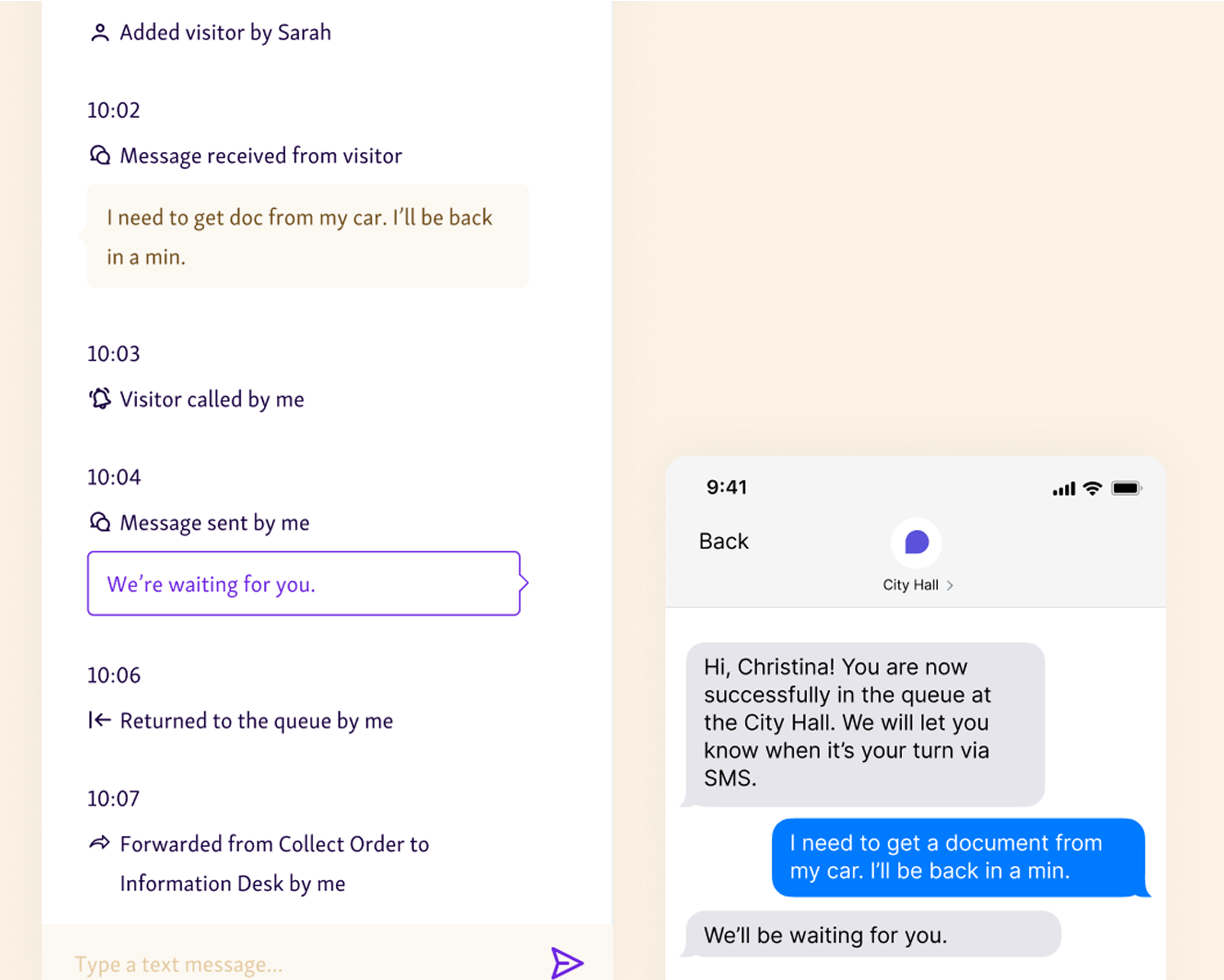 Two-way customer messaging in Qminder