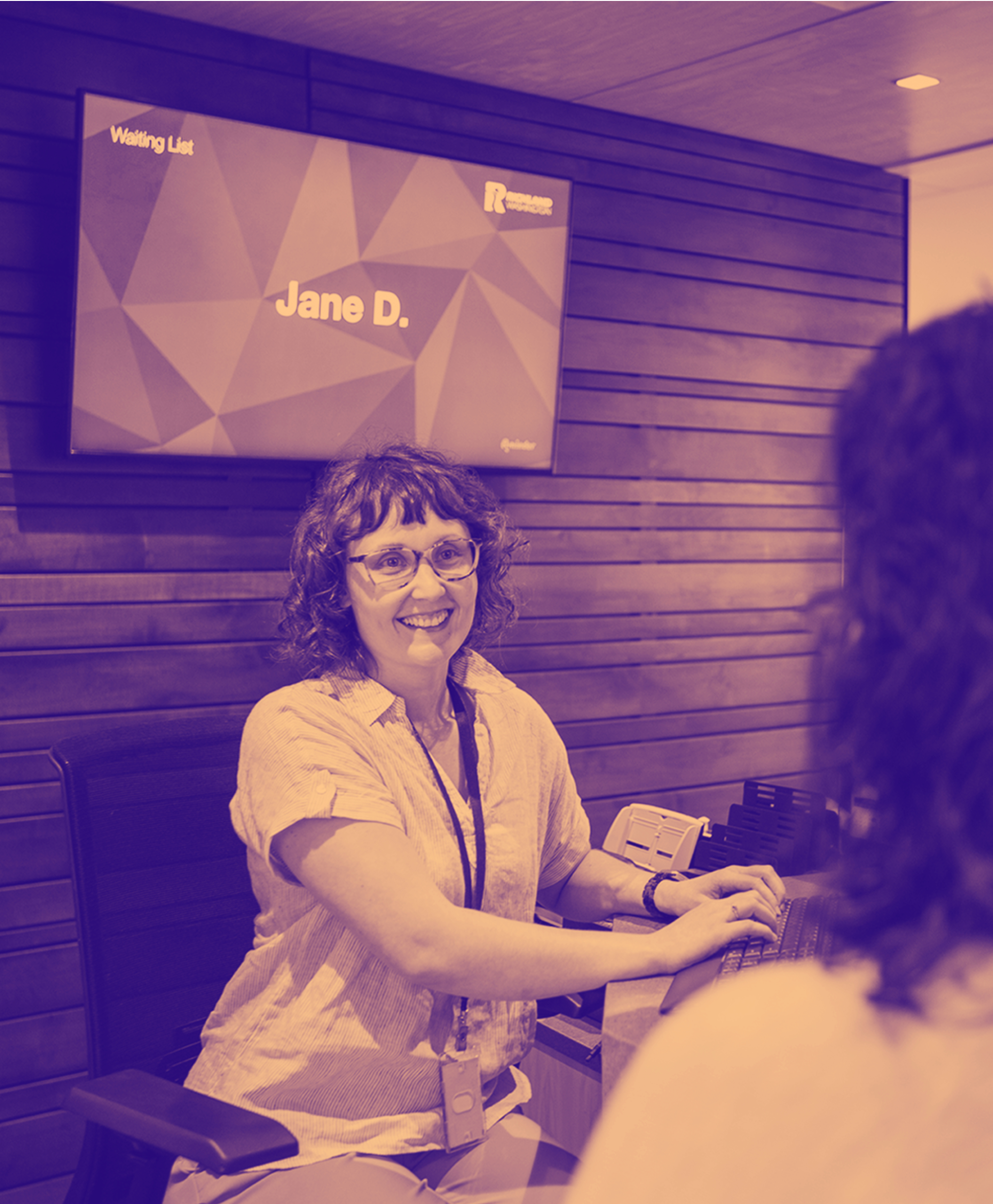 Staff notify customers using waiting room TV