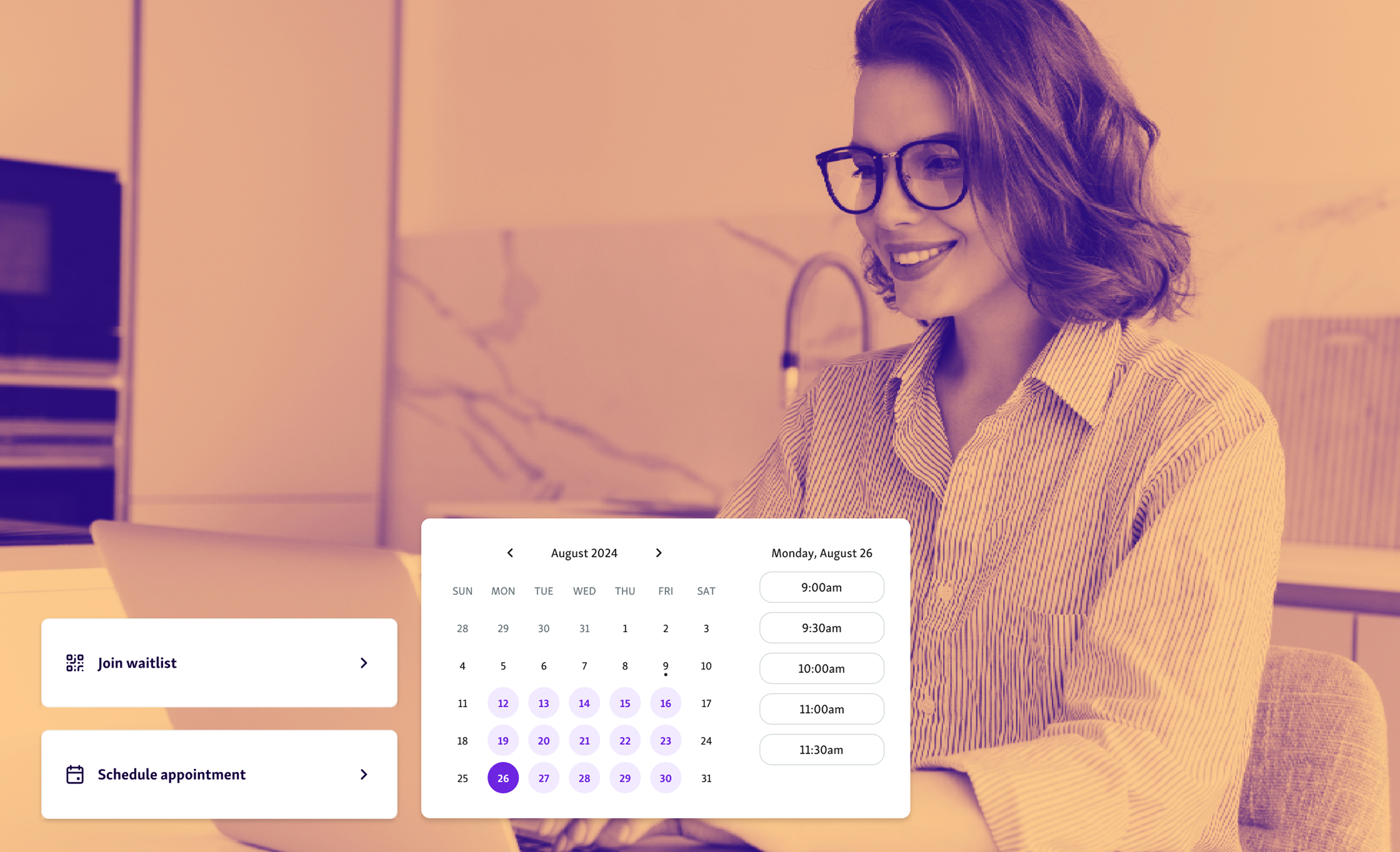 Easily join waitlist or schedule an appointment via visitor website
