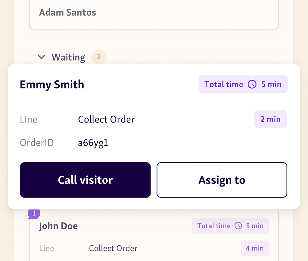 You can call a visitor who joined virtual waitlist from Service Dashboard