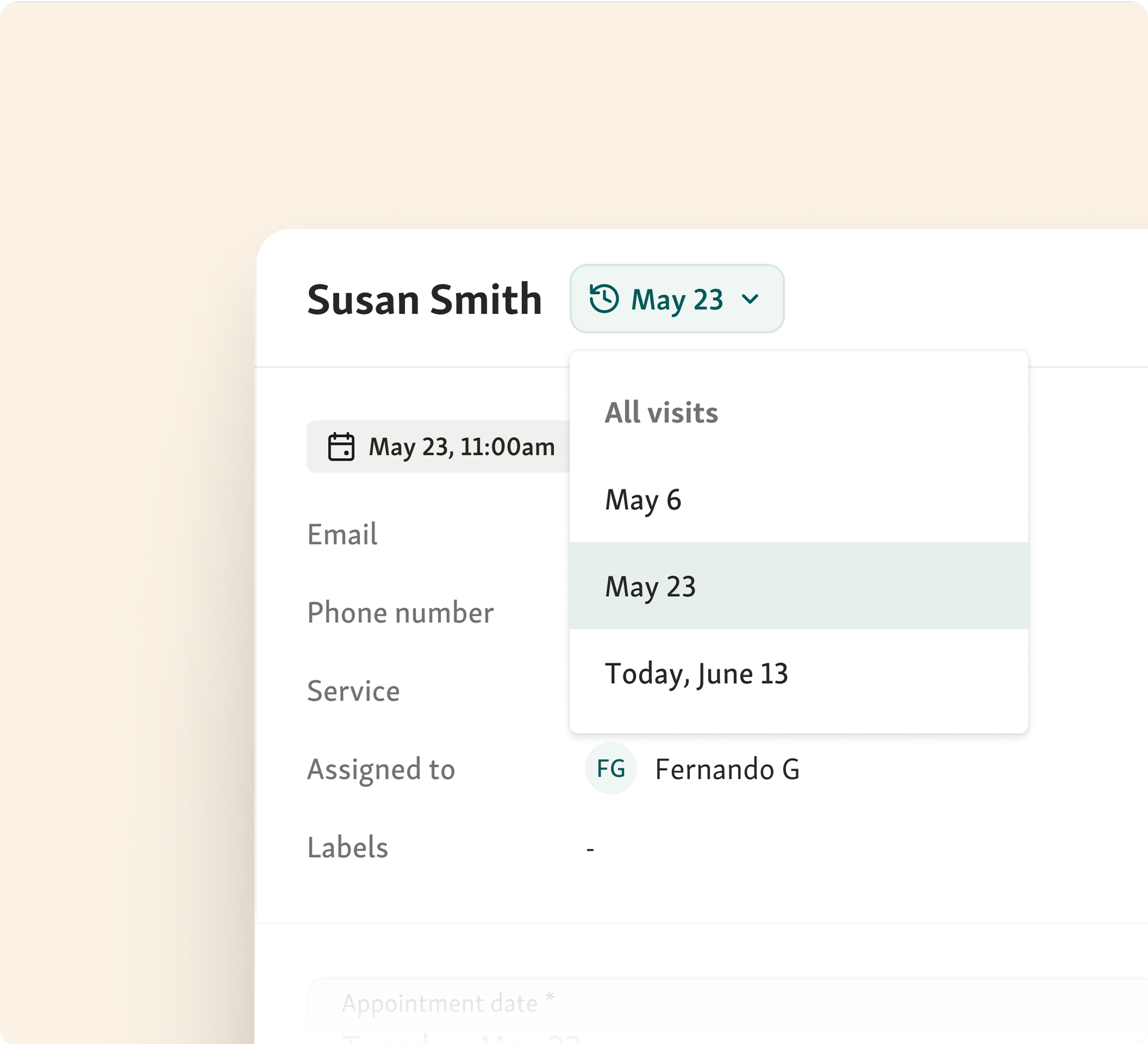 Link a person's name to their visitor history