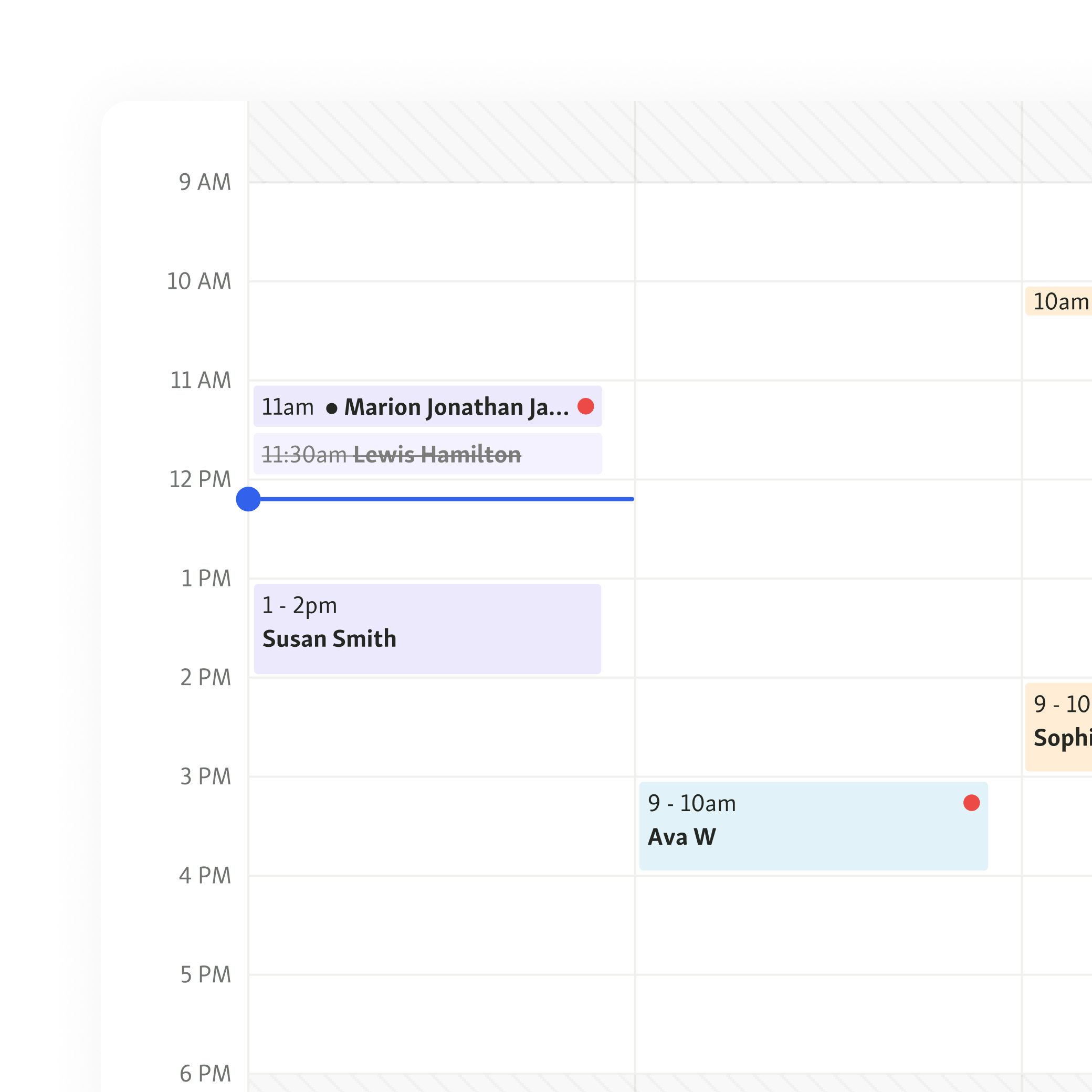 Appointments calendar view
