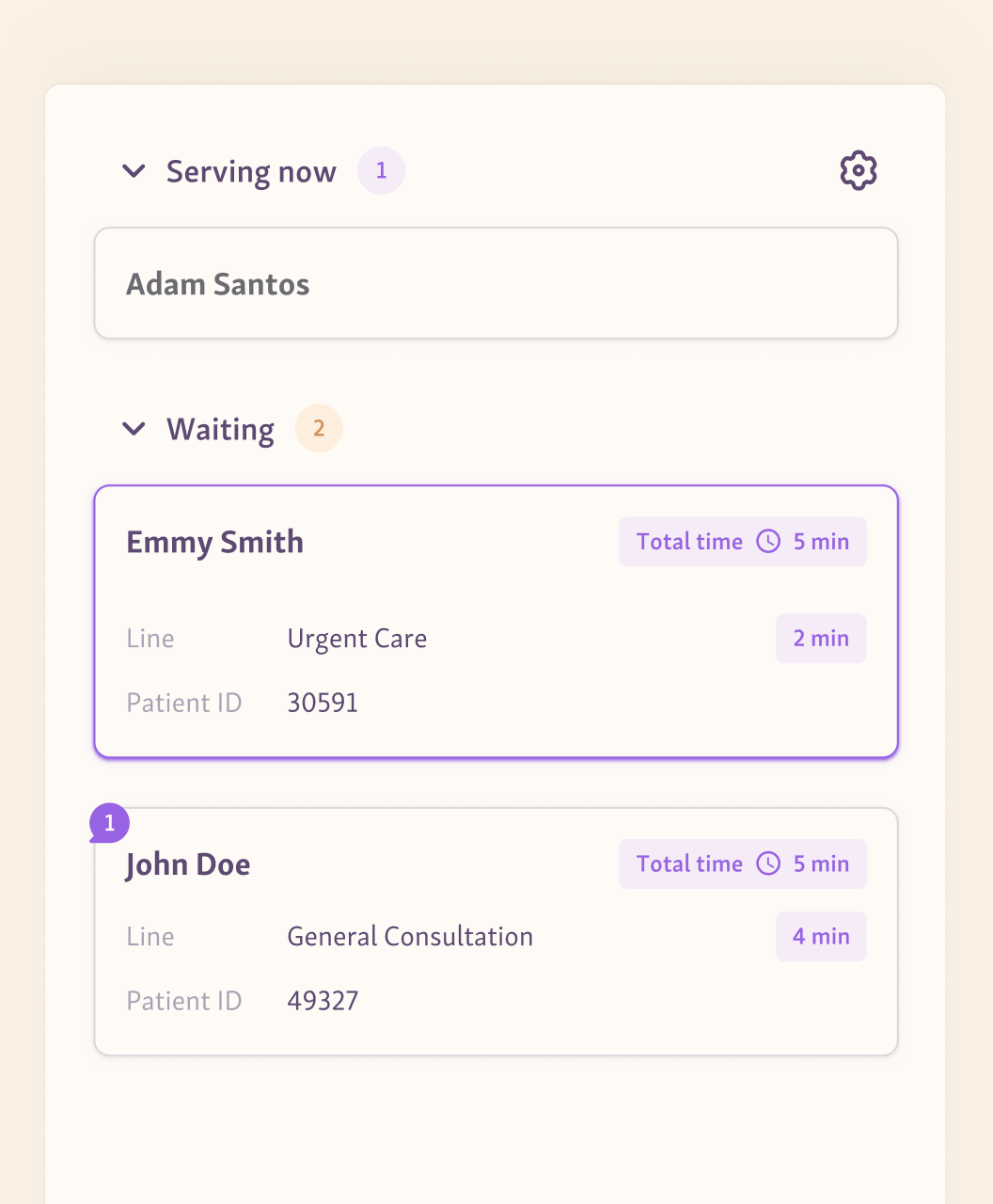 Serving and waiting list in Qminder Service dashboard