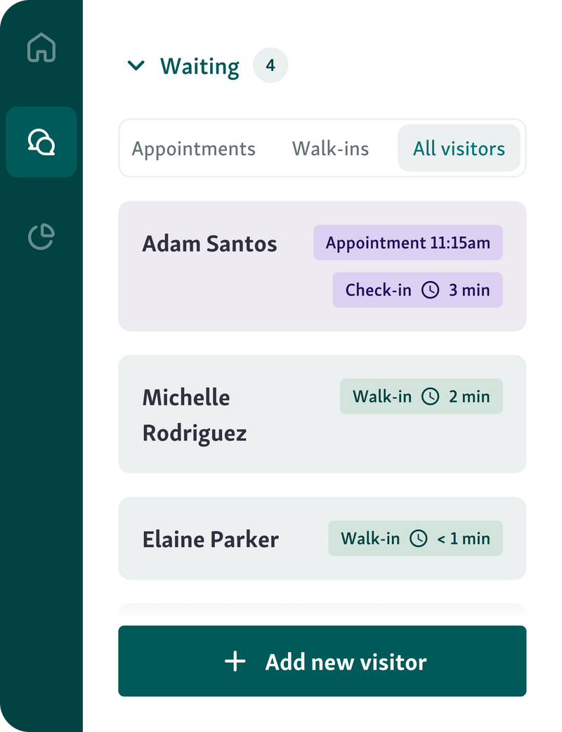 Qminder service view with appointments