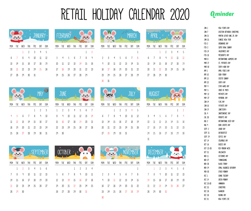 retail holiday calendar 2020