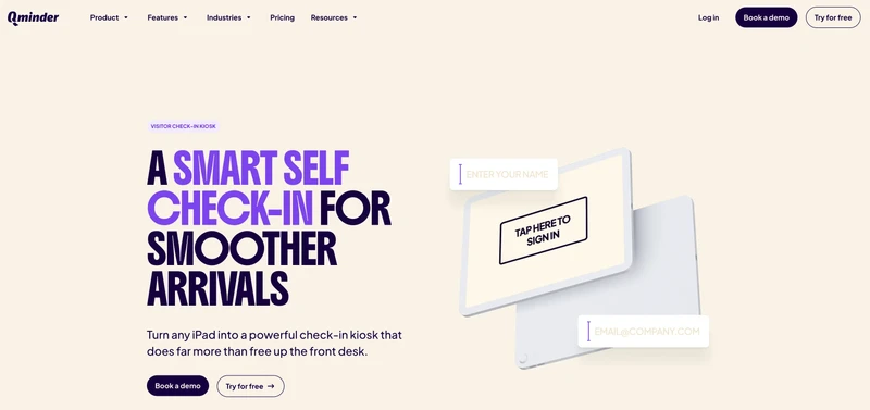 Qminder visitor check-in kiosk