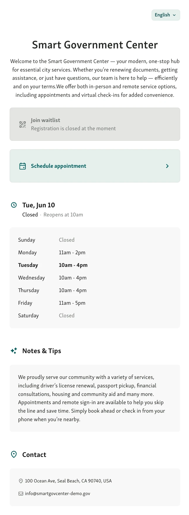 Qminder visitor website