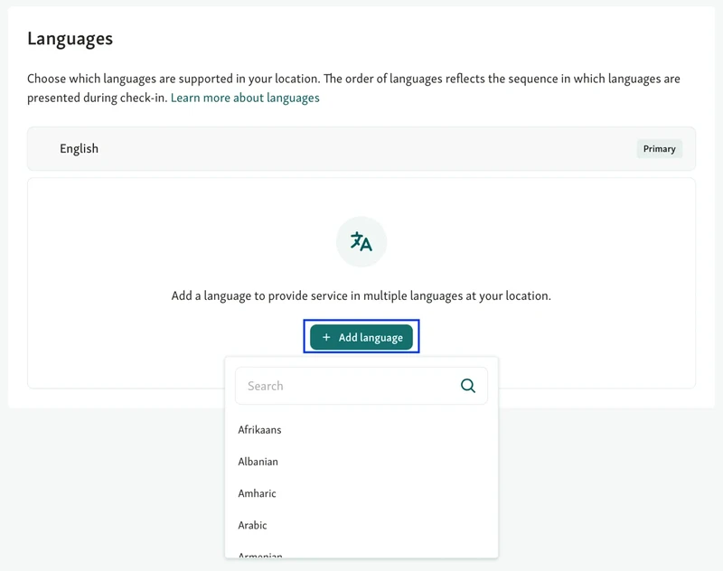 Provide multilingual support via Qminder