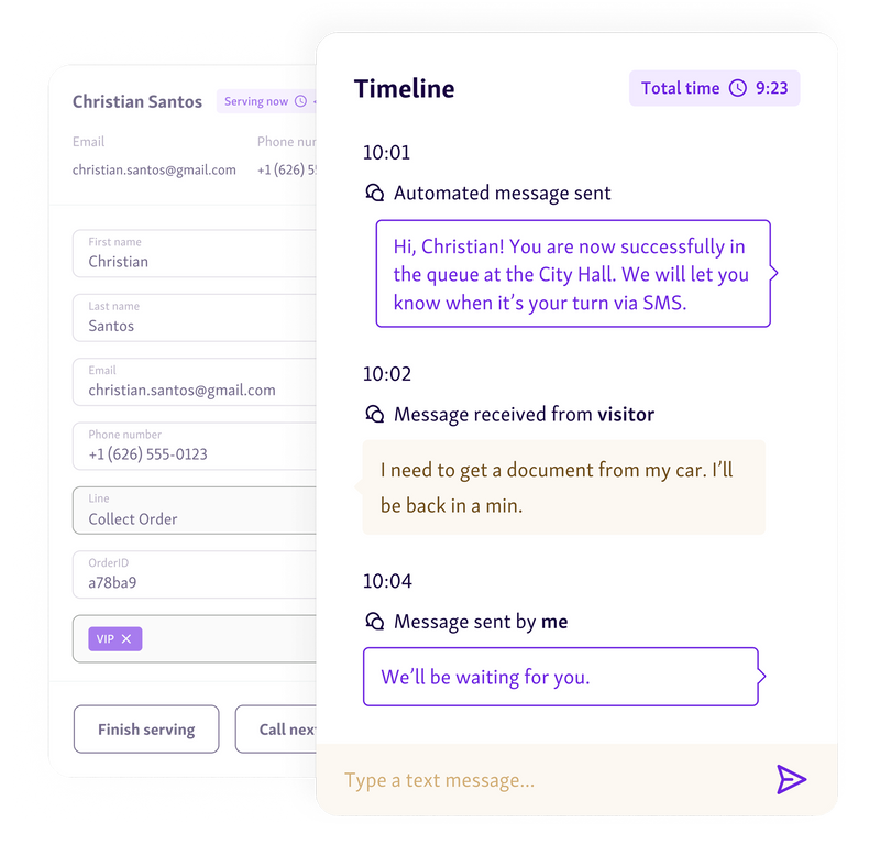 Contact customer through SMSs