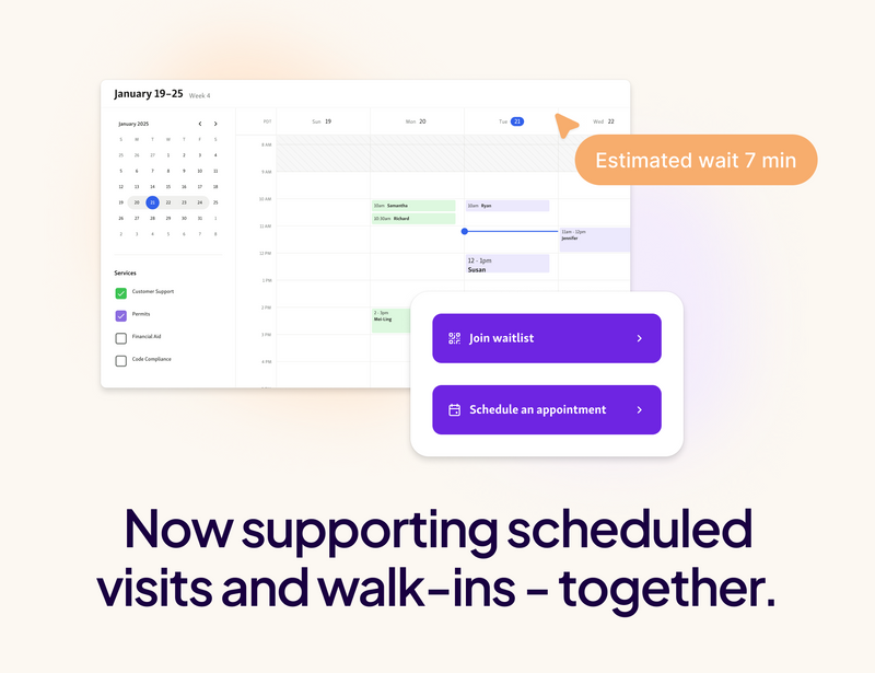 Qminder helps you manage both scheduled and walk-in visits under one roof