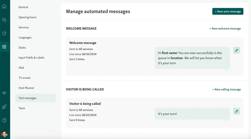 Manage automated welcome message to greet your customers