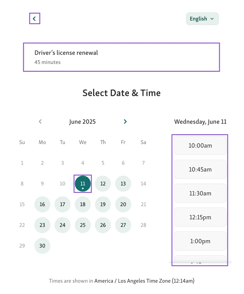Calendar view on Qminder visitor website