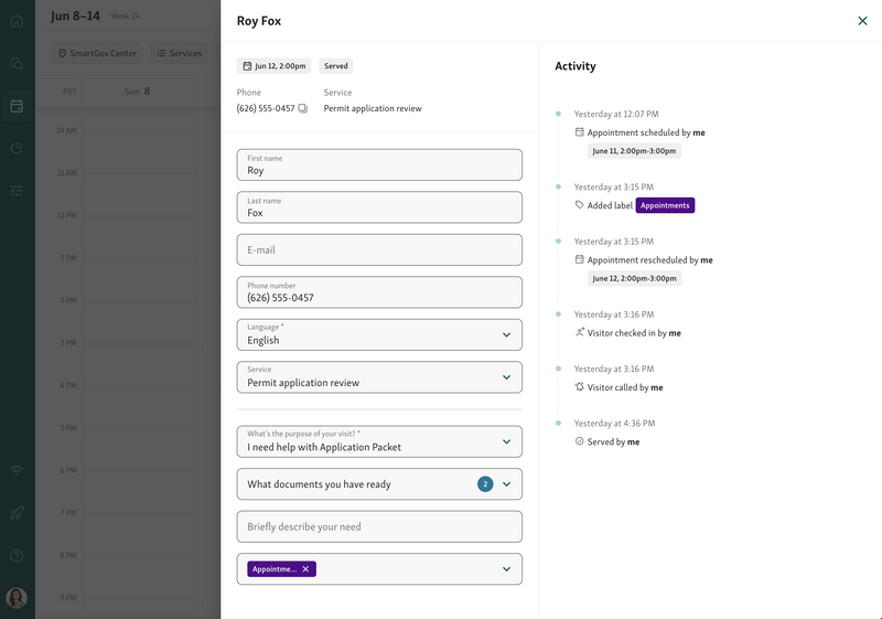 You can easily identify, prioritize, and serve checked-in appointments in Service View