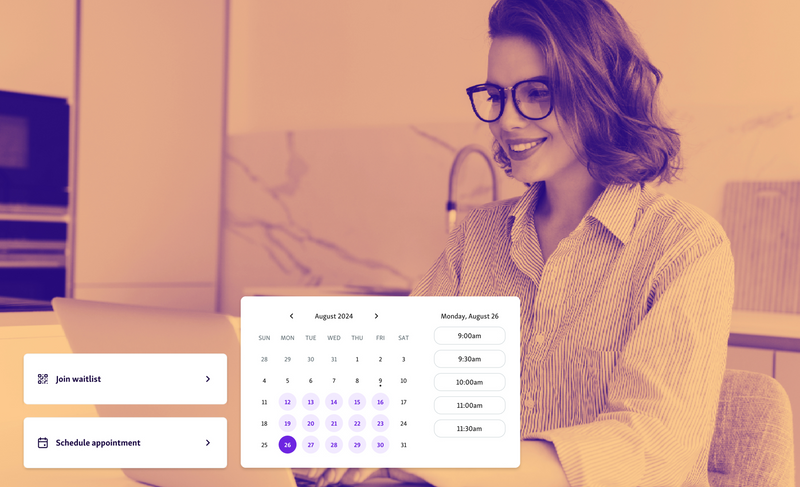 Easily join waitlist or schedule an appointment via visitor website