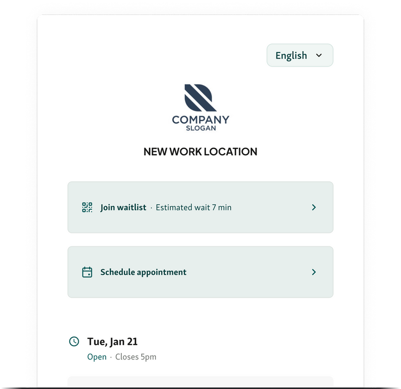 Visitor website to join waitlist or schedule an appointment