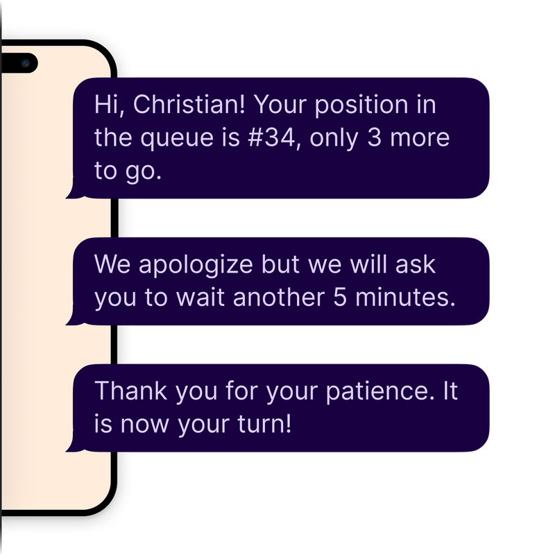 Let users know their position in the queue via messages