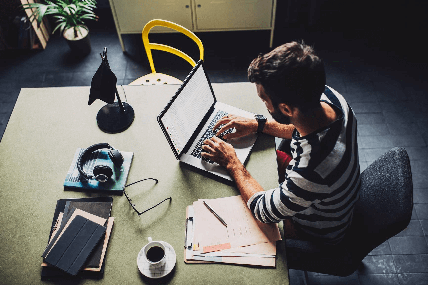 Developer with coffee