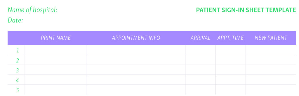 patient free sign-in sheet template