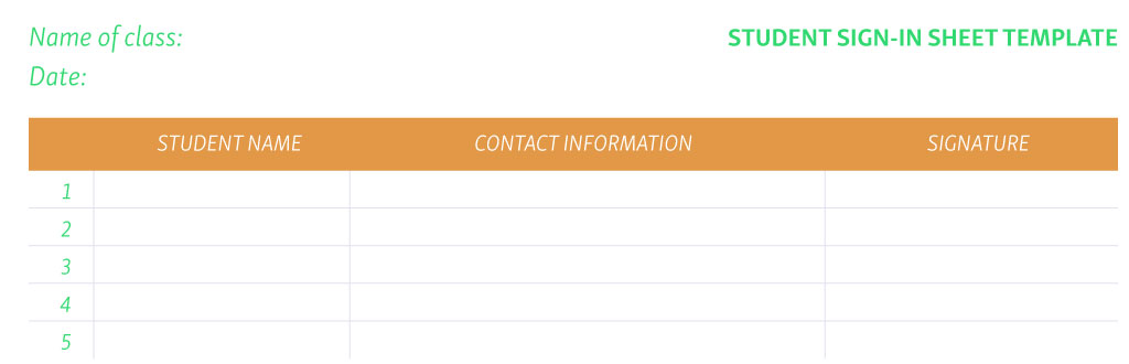 student attendance sign-in sheet template